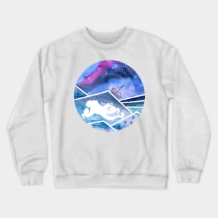 Abstract Seascape with Octopus and Sailing Ship. Crewneck Sweatshirt